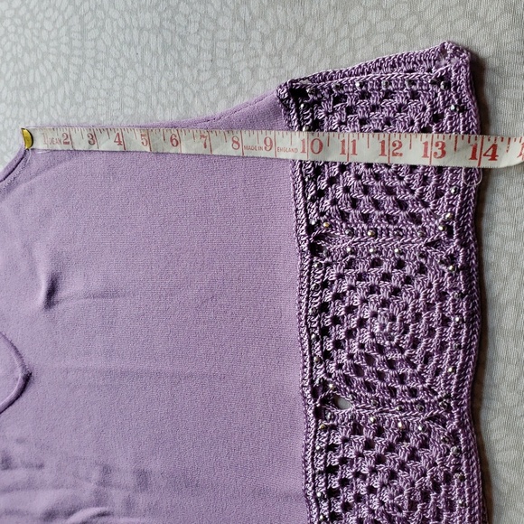 Joseph A Lavender Top with Crochet and Beaded Trim Size SP - Picture 6 of 11